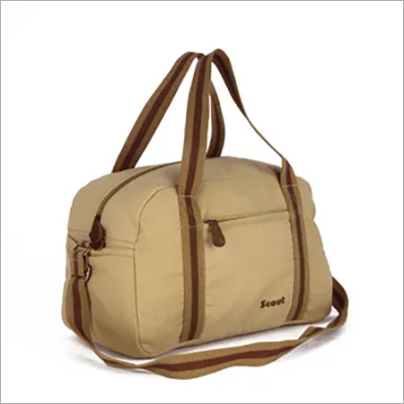 Canvas Traveling Duffel Bag - Cotton Canvas With Leather Trimming 26x42x22 cm Size One Main Compartment With Small Pocket