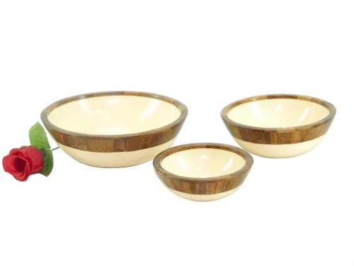 Resin & Wooden Bowls set of 3 pcs