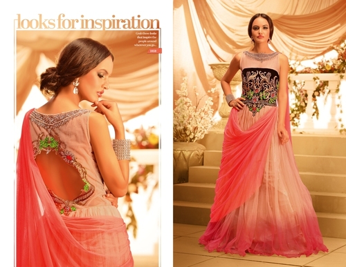 Georgette Heavy Work Wedding Wear Gown