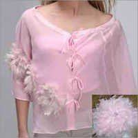 Feather Embroidered Poncho - Silk, One Size, Pink | Lightweight, Stylish, Versatile, Feather Detail, Bag Included