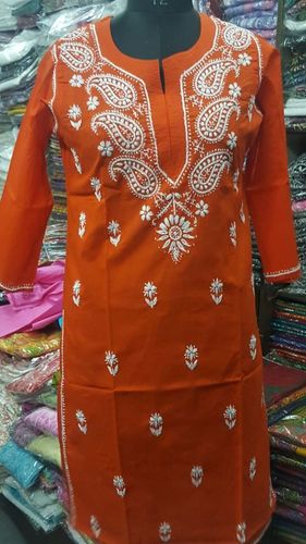 Cotton Slub Embroidery Kurtis