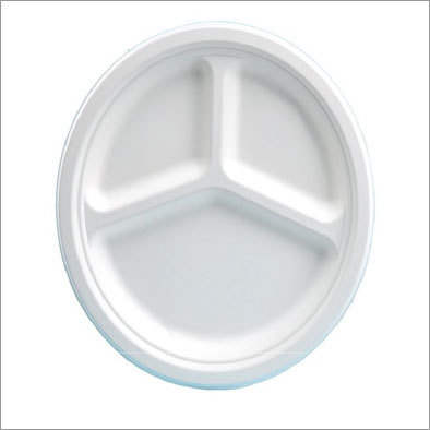 Bagasse 3 Section Round Disposable Plate