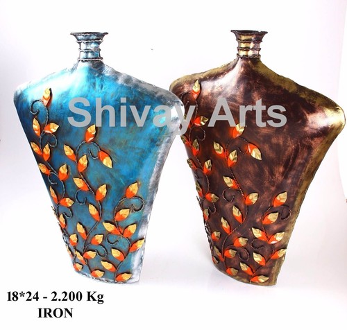 Metal Iron Multicolored Flower Vase Pot