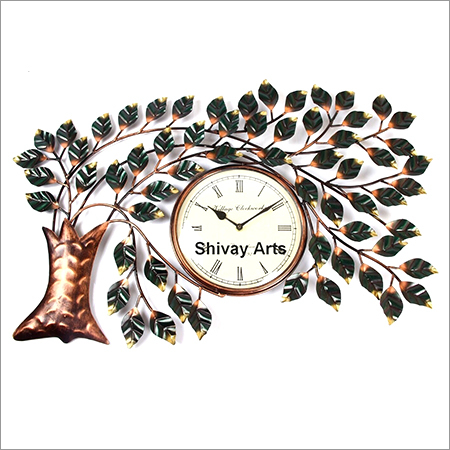 Metal Hand Painted Tree Wall Clock