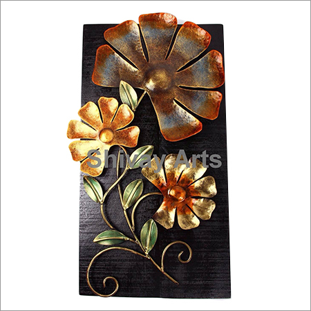 Metal Iron & Wood Flower Wall Decor Wall Hanging