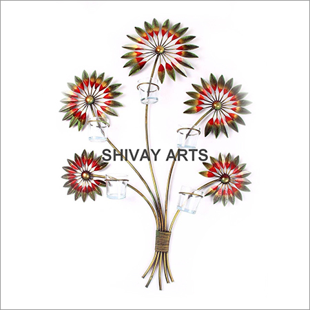 Iron Flower Wall Decor Wall Hanging With Tealight