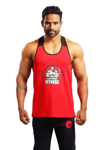 Gym Tank - Cotton-Spandex Blend, Sizes S-XXL, Red Color | Lightweight, Breathable, Durable, Stretchable Design for Bodybuilding
