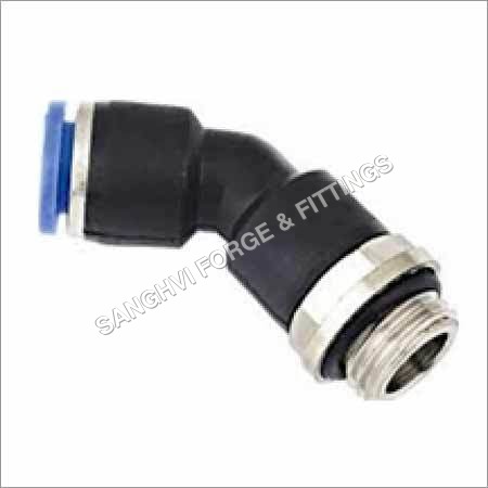 45 Degree Push Male Elbow - Stainless Steel, 4mm to 16mm Tube Size, M5 to 1/2" Thread Size