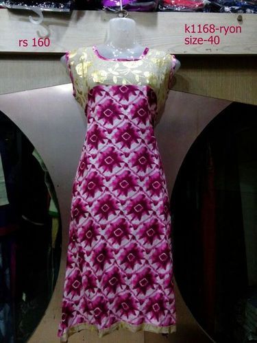 Pink And Yellow Ladies Kurti