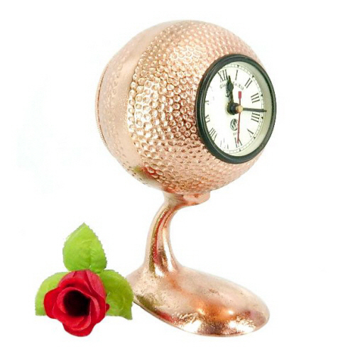 Aluminium Clock Hammered Copper Plated - Copper-Plated Aluminum, 10x8x6 cm, Copper | Quartz Movement, Elegant Design, Durable, Precise Timekeeping