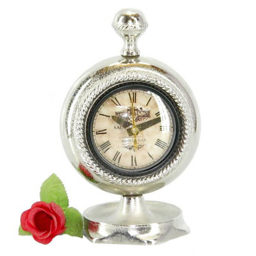 Aluminium Table Clock Nickel Plated Round
