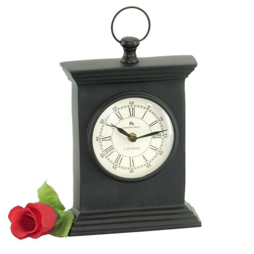 Aluminium Clock Black - 10 Inches Height, 6 Inches Width, Battery Powered, Analog | Accurate Timekeeping, Elegant Design, Durable, Stylish Tabletop Clock