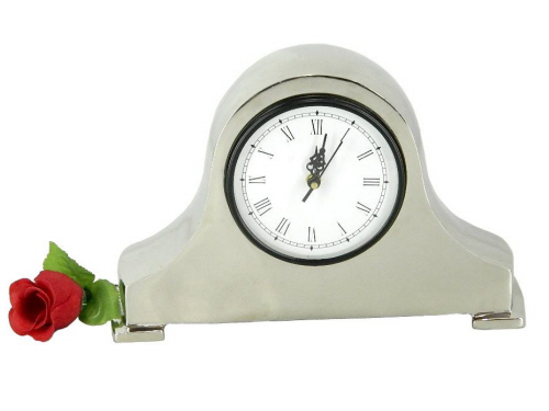 Aluminium Clock Shiny Nickel Plated - 4x3x2 Inches, Quartz Movement, Battery Powered | Precise Timekeeping, Elegant Design, Durable Material