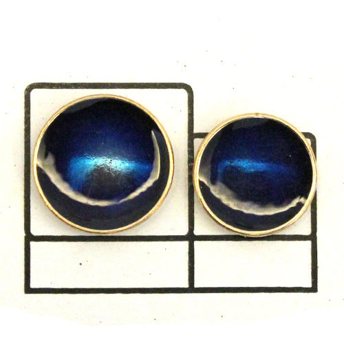 Round Blue Enamel Metal Button