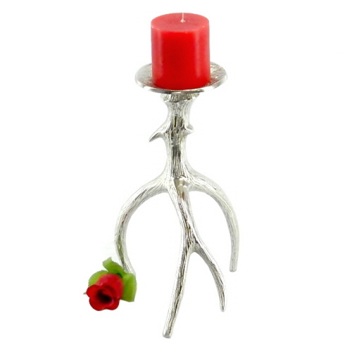 Aluminium Candle Holder Reindeer Horn Nickel Plate