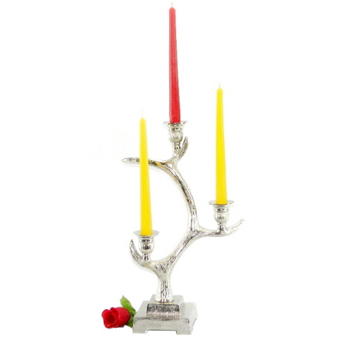 Aluminium Candle Holder 3 Lights Raw Nickel Plated