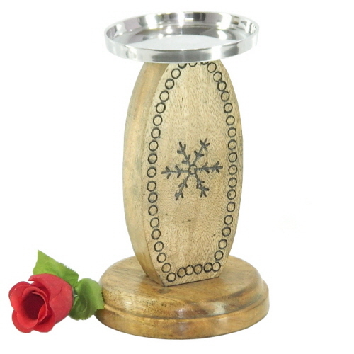 Wooden & Aluminium Candle Holder