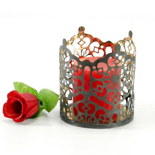 Perforated Iron Candle Holder