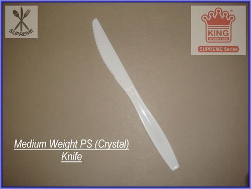 Medium Weight Polystyrene Crystal Knife - Polypropylene, 5-7 Inches , White Color, Light Weight & Disposable Design for Food Consumption