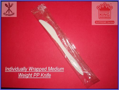 Medium Weight Polypropylene Knife - 5-7 Inch, White Color | Lightweight, Disposable, Ideal for Food Consumption