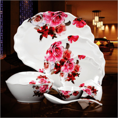 White And Red Flower Dinnerware