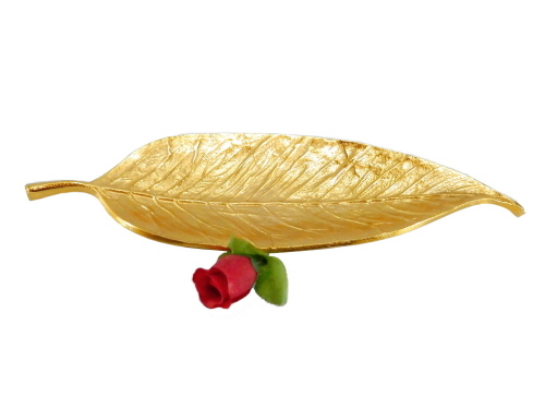 Aluminium Dish Leaf Gold Plated