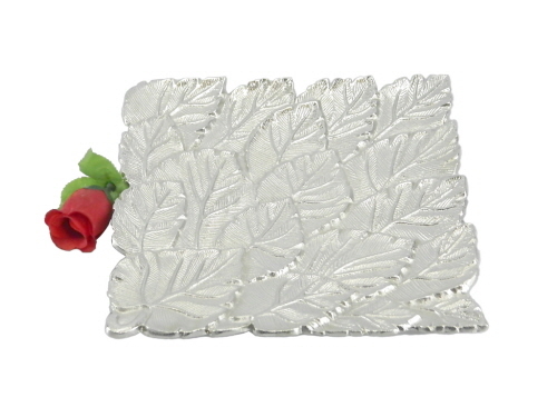 Aluminium Dish Nickel Plated Leaves - Aluminum Alloy 5x7 Inches, High Gloss Finish, RoHS Compliant