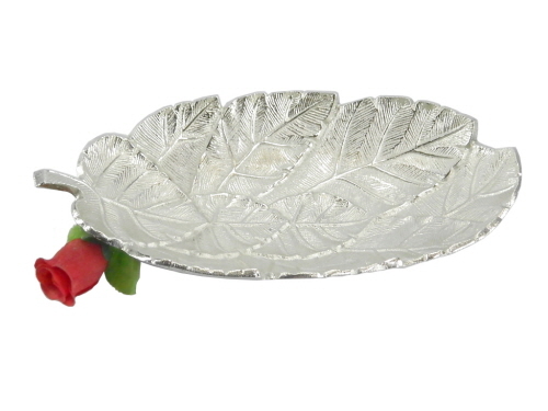 Aluminium Dish Nickel Plated Falling Leaves