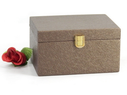 Wooden Box Copper Antique Faux Leather