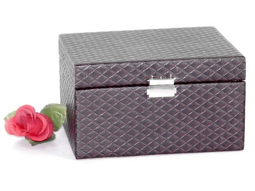 Wooden Box Brown Black Faux Leather