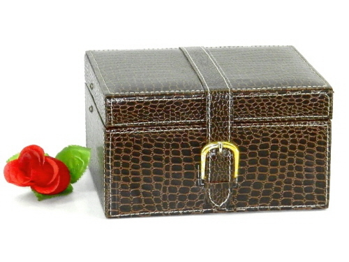 Wooden Box Croco Leather with Brass Buckle