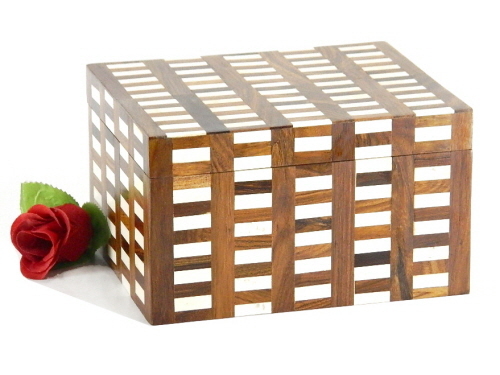 Wooden Box With Resin & Wood Inlaid