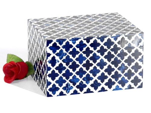 Wooden Box Blue & White