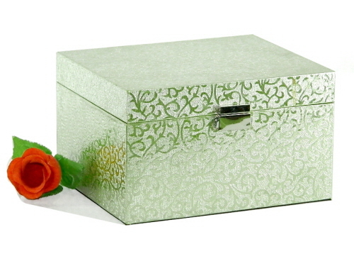 Wooden Box Green Faux Leather