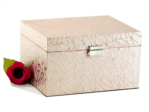 Wooden Box Copper Faux Leather With Nickel Lock