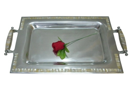 Aluminium Tray Polished with MOP Inlaid