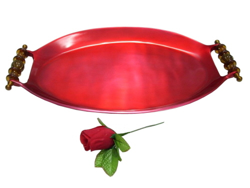 Aluminium Tray With Glass Handles Oval