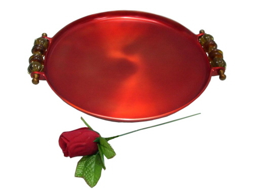 Aluminium Tray With Glass Handles Round