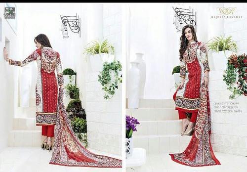 Butter Crepe Kurta With Chiffon Dupatta