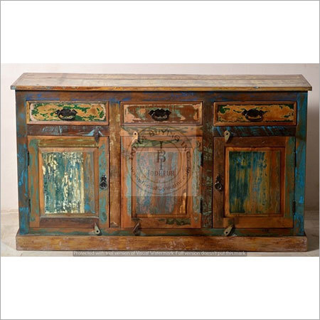 Reclaimed Wood Antique Cabinet with Drawers