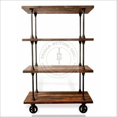 Industrial Wooden Rack with Wheels