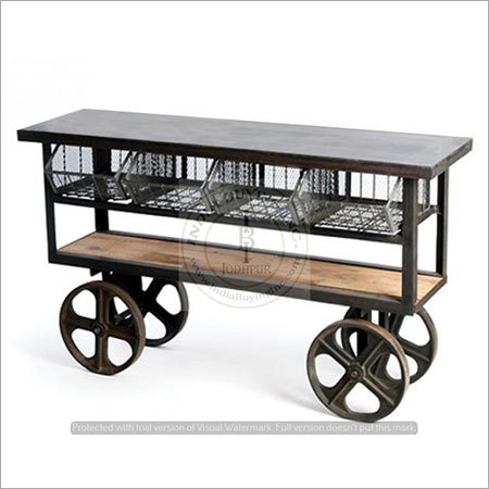 Industrial Antique Table with Wheels