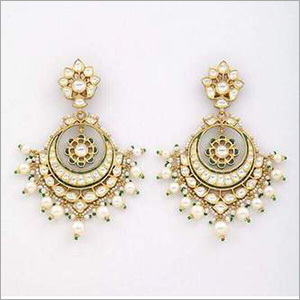 Golden Gold Polki Chand Bali