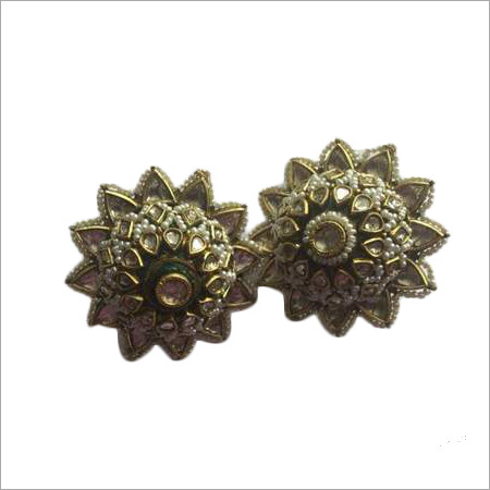 Golden Jadau Polki Gold Earrings
