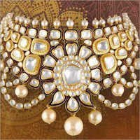 Golden And White Gold Kundan Jadau Necklace