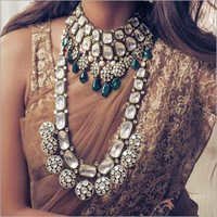 Gold Kundan Meena Jadau Necklace