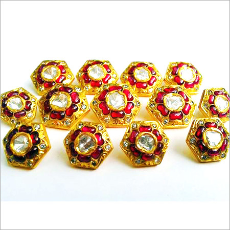 Yellow Gold Kundan Jadau Button