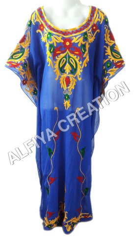 Glamorous multi color thread embroidery fancy farasha kaftan