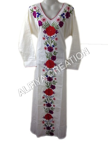 Embroidered Casual Cotton Maxi Farasha Kaftan
