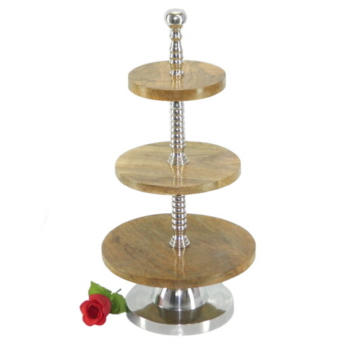 Aluminium & Wooden Cake Stand